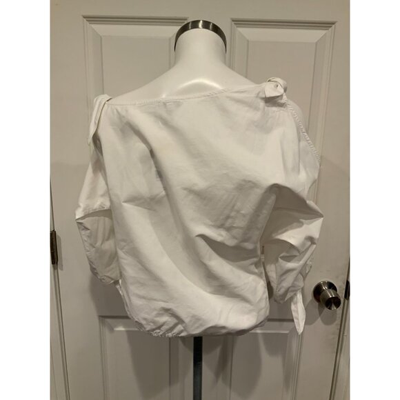 Joie White Lightweight Blouse W/ Boat Neck Ties at Shoulders & Cuffs, Size XS - Picture 6 of 7